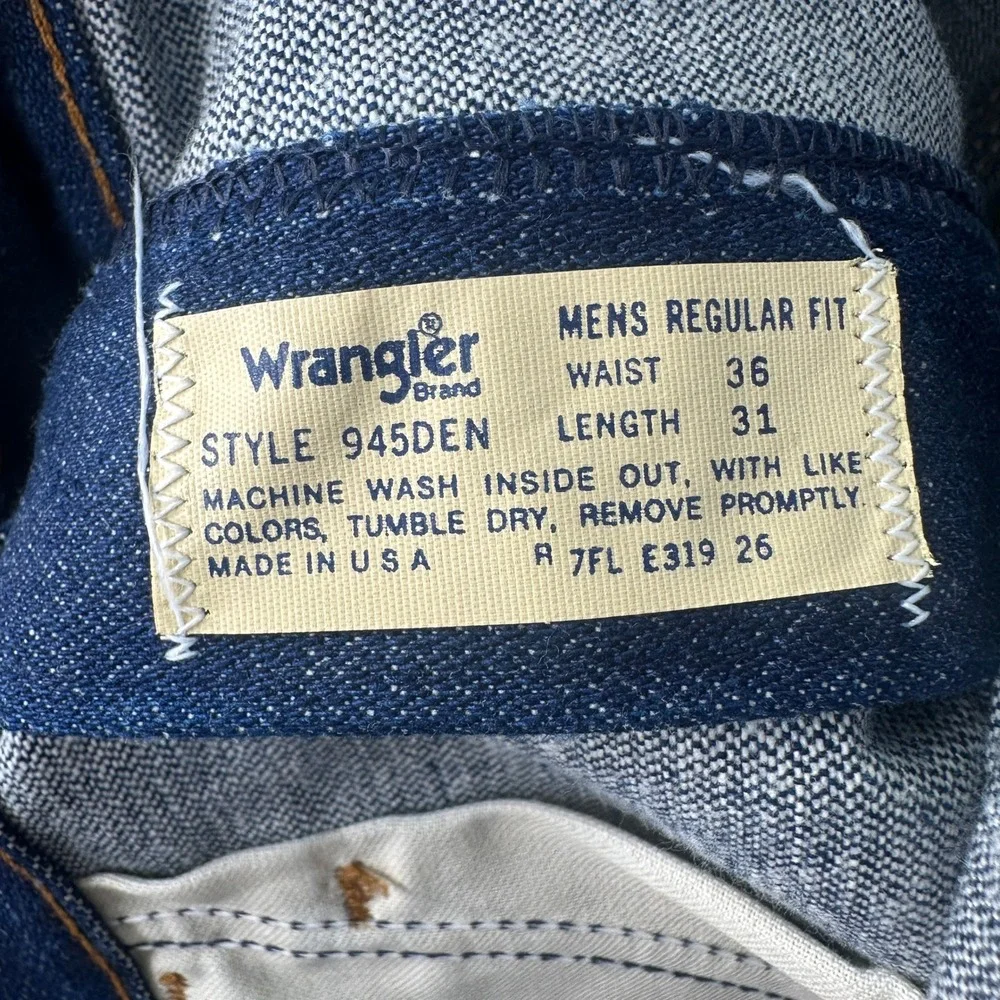 Vintage Wrangler‎ Jeans Mens 34x31 1970s 70s Blue Denim Made in USA 945DEN